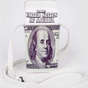 One Hundred Dollar- Money Themed - Milk Carton Crossbody Handbag- NWT